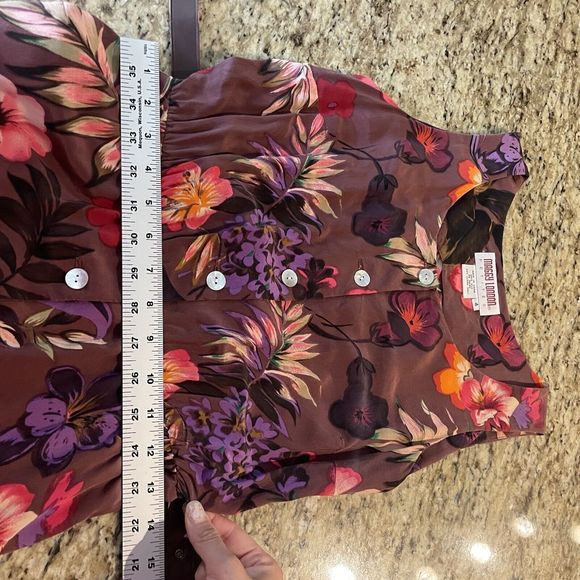 Vintage Whimsygoth 90s Maggie London Dress Size 4 Petites Silk Floral Belted - Picture 11 of 12